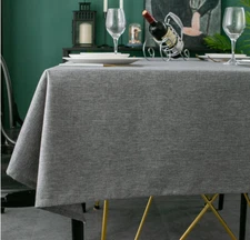 Tektrum 60"X102" Rectangle Faux Textured Tablecloth - Waterproof - Charcoal