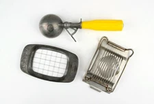 Vintage Set of Multipurpose Wire Egg Slicer, Ice Cream Scoop, Fries Cutter