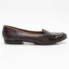 Salvatore Ferragamo Croc Embossed Shiny Loafers - Size 7 A4 / 37 A4
