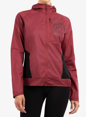 Salomon Size Large Bonatti Cross Wind Full Zip Running Hoodie, Lightweight, Red