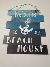 New Rustic Beach House MDF Wood Sign Wall or Door Plaque