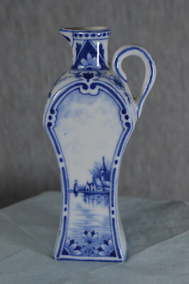 HANDBEMALTE PORZELLAN FLASCHEN VASE UM 1910 - IN DELFTER MANIER
