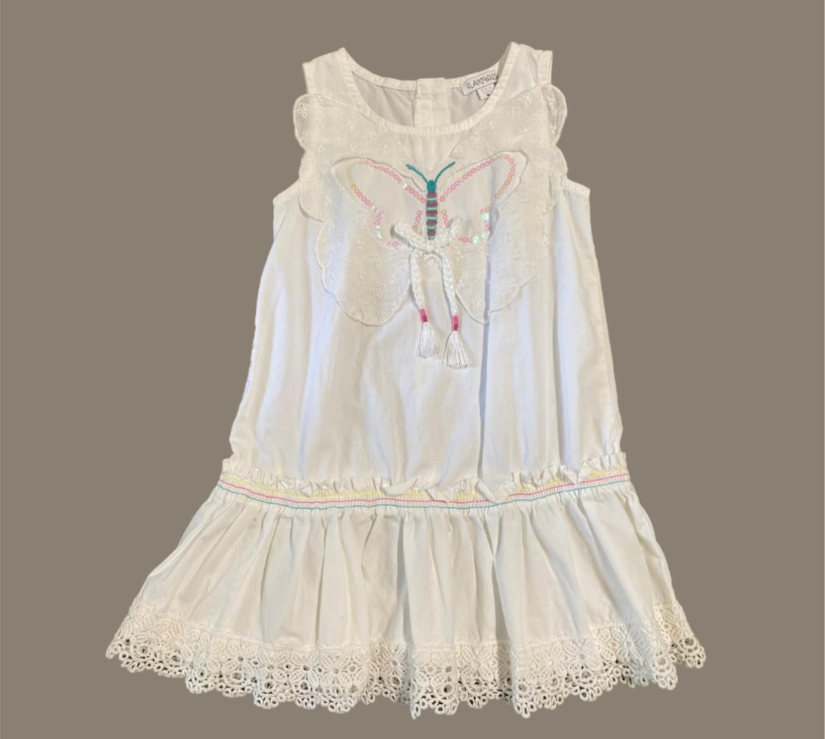 Flapdoodle Butterfly Sleeveless Dress White (Size: 4) | eBay