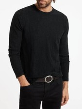 228 John Varvatos Collection Jacquard Black Textured Long Sleeve Crew Black S