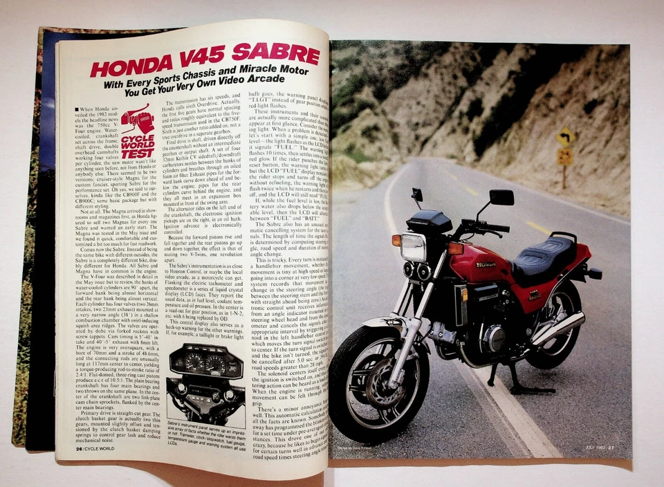 Журнал Cycle World июль 1982 Honda V45 Sabre Suzuki GS1100 Harley - Изображение 3 из 4