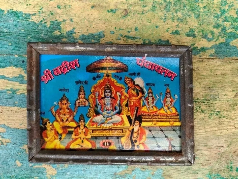 Decoración de pared en miniatura con marco de vidrio Surdas Mahakavi Vatsalya y el Señor Krishna Foto 2 de 4