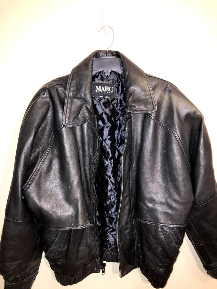 Jaqueta de couro preta vintage Marc New York - tamanho M (antiga)
