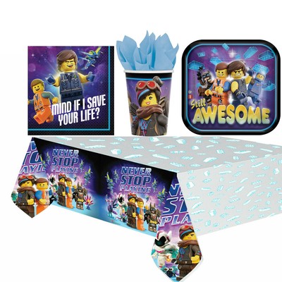The Lego Movie 2 Birthday Party Pack Table Cover Plate Cup Napkin