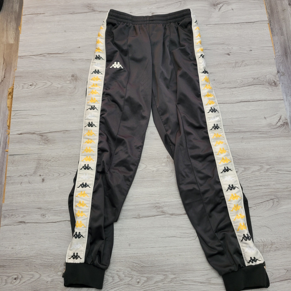 Kappa Athletic Jogger Track Pants with Zip Cuffs in Black Gold White Mens Size