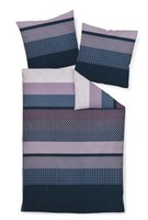Janine Moments Mako Satin BettwäSche 200X200 Streifen Blau Korallrosa 98061-02