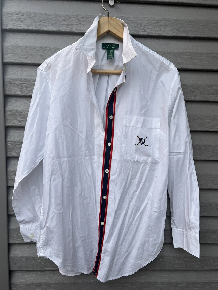 Rugby Ralph Lauren Button-Down Shirt Blouse Women 6 White RLL Golf  Embroidery