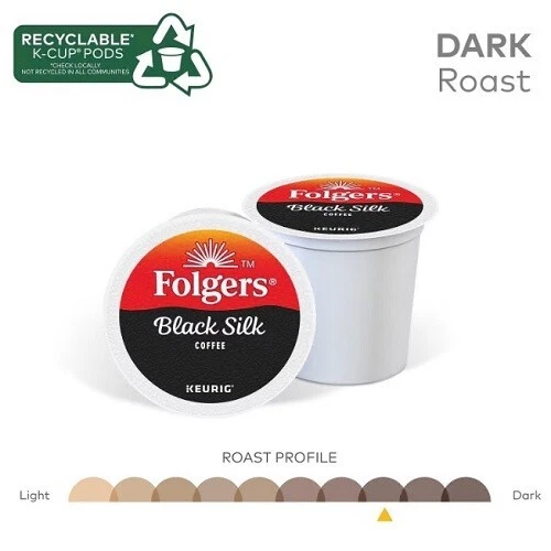 Folgers Black Silk Coffee Keurig K-Cup Pods, Dark Roast Coffee, 96 Count - Image 4 of 4