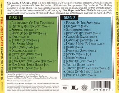 BIG BROTHER & HOLDING COMPANY - SEX DOPE & CHEAP THRILLS (2 CD) NEW CD