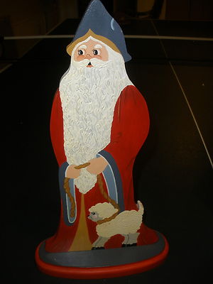 NEW wooden shephard with sheep figure 12'' X 7'' hand painted & crafted