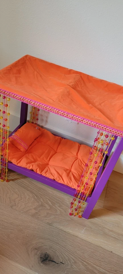 ❤️American Girl Julie’s Groovy Beaded Bed, Mattress, Pillow Canopy Boho Retired! - Image 3 of 4