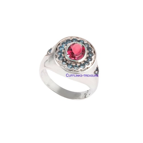 Bague Larme En Argent 925 Avec Topaze Bleue 3.7ct Et Diamants - Taille Sélectionnable