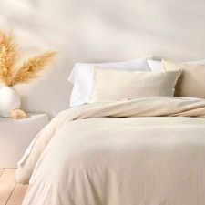 Casaluna Full/Queen Heavyweight Linen Blend Duvet Cover Sham Set - Natural