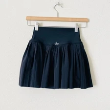 Alo yoga XXS Grand Slam black mini high rise pleated tennis skirt