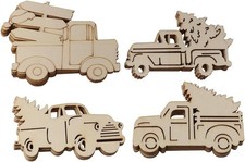 32 Pcs Unfinished Truck Cutout Wood Slices for DIY Crafts Painting