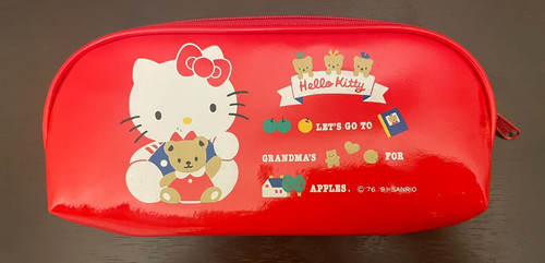 Hello Kitty Red Pencil Stationery Case Bag Zipper 1991 Sanrio 1.5" x 4" x 8"