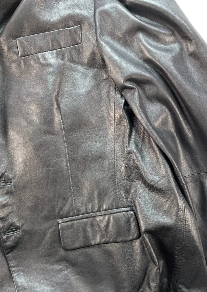 Chaqueta de Cuero Inglesa Sucia Juicy Couture De Colección Para Hombre Grande Negra Estilo Blazer Foto 4 de 4