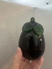 Murano Style Art Glass Hand Blown Kitchen Decor Vegetable Eggplant 🍆VTG