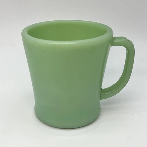 Fire King Oven Ware Jadeite Green D-Handle Coffee Cup Mug Vintage USA MCM Read