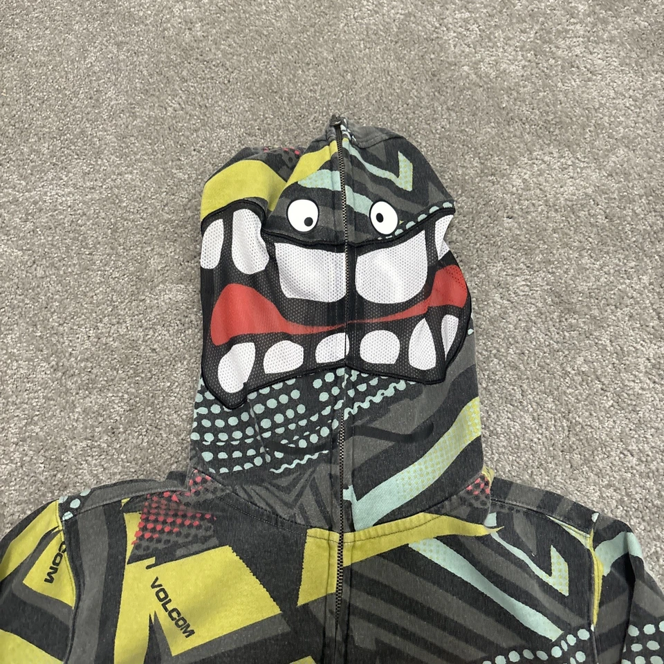 Volcom Sweatshirt Youth Large Full Zip Face Mask AOP Skater Vintage - Image 2 of 4