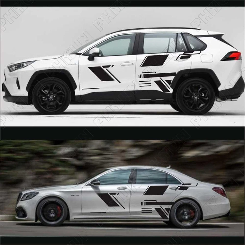 Car Door Decor Stickers Both Side DIY Vinyl Decals Racing Sport Stripes Styling - Image 3 of 4