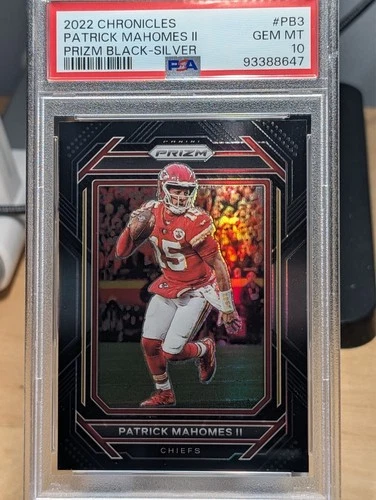 2022 Panini Chronicles PB3 Patrick Mahomes II Prizm Black Silver PSA 10
