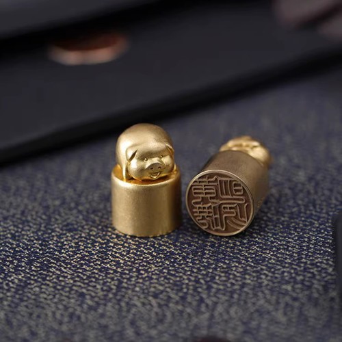 2.5cm Exquisitely Brass The Twelve Chinese Zodiac Signs Seal Collect Handicraft - Picture 4 of 16