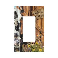 Decorative Switch Plate Covers Farm Cow Farmhouse Barn Door Rustic Vintage Wo...