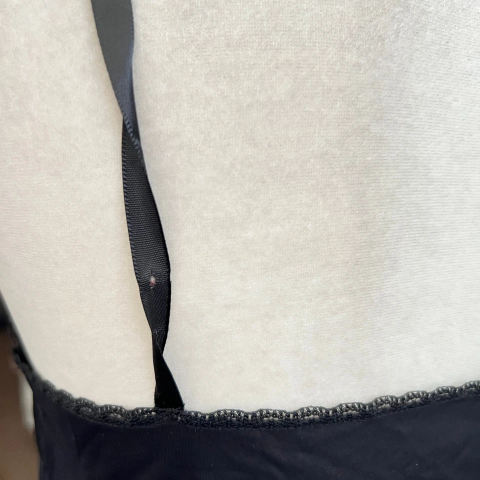 Винтажный Vanity Fair черный кружевной скольжения платье Y2K 2000-х кокетка фея гранж маленький - Изображение 3 из 4