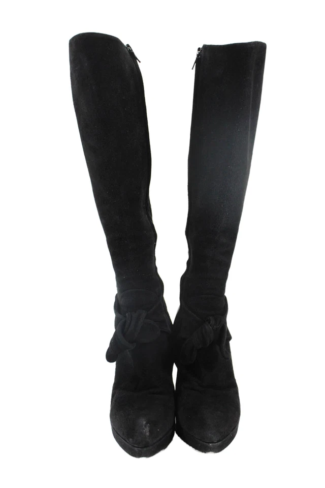 Donna Karan Collection Mujer Gamuza Punta Redonda Botas Hasta la Rodilla Negras Talla 7.5 Foto 2 de 4
