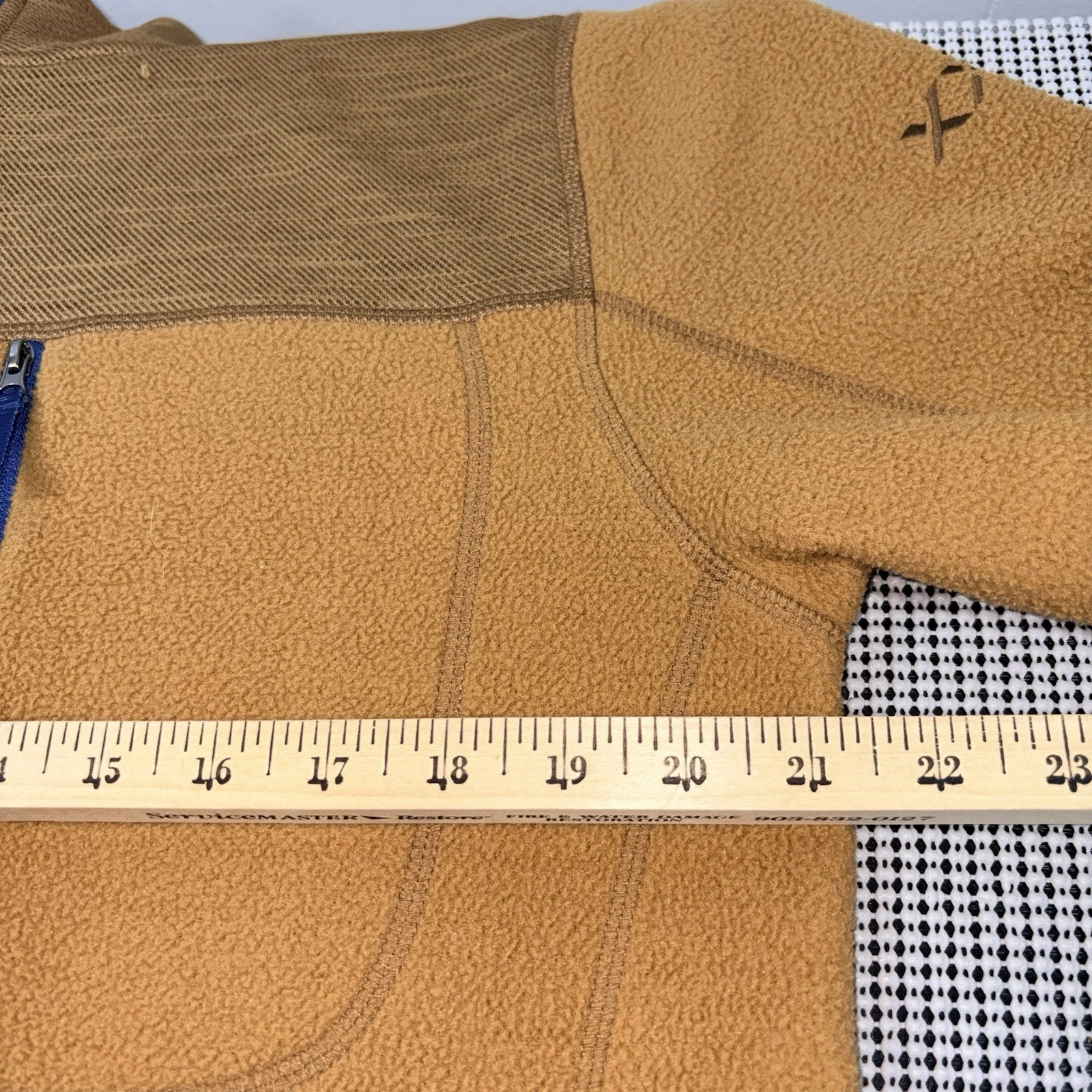 Turtleson Mens M Camel Tan Navy Full Zip Fleece Jacket Golf Outdoor Zip Pockets - product detail image 5