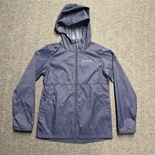 Columbia Switchback Rain Jacket Youth Medium 10-12 Navy Hooded Light Waterproof