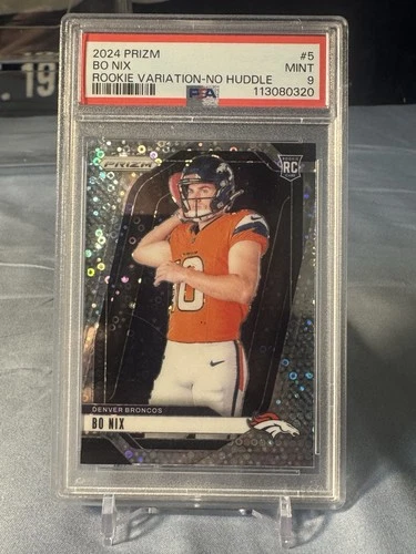 2024 Panini Prizm Rookie Variation No Huddle Prizm Bo Nix #5 PSA 9 Broncos