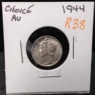 1944 MERCURY SILVER DIME - CHOICE AU - R38