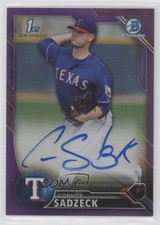 2016 Bowman Chrome Prospects Purple Refractor 236/250 Connor Sadzeck Auto 0x1