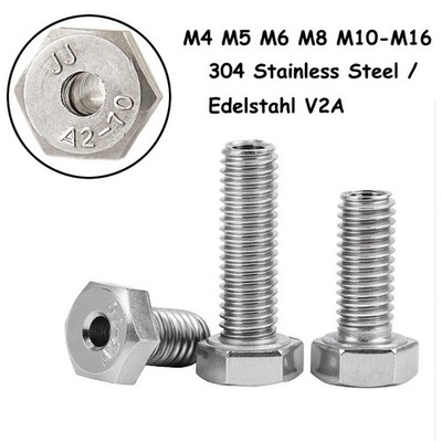 M4 M5 M6 M8 M10-M16 Edelstahl V2A Sechskantkopf Hohlschrauben Sechskantschrauben