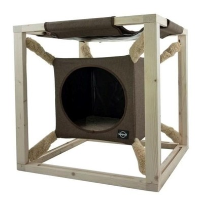 QUAPAS! - CATCUBE MIT HÄNGEMATTE L OLIV - PERFEKT FÜR KATZEN, DIE HÖHE & KOMFORT LIEBEN