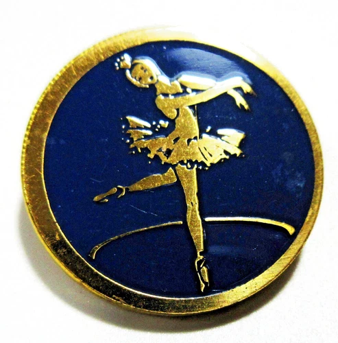 VTG blue gold tone mtl BALLET lady Ballerina Brooch pin fashion costume jewelry