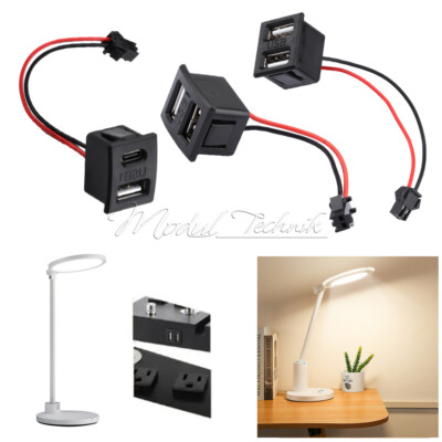 Dual USB Female Base Type-C Charging Socket Power Socket with Cable Connector