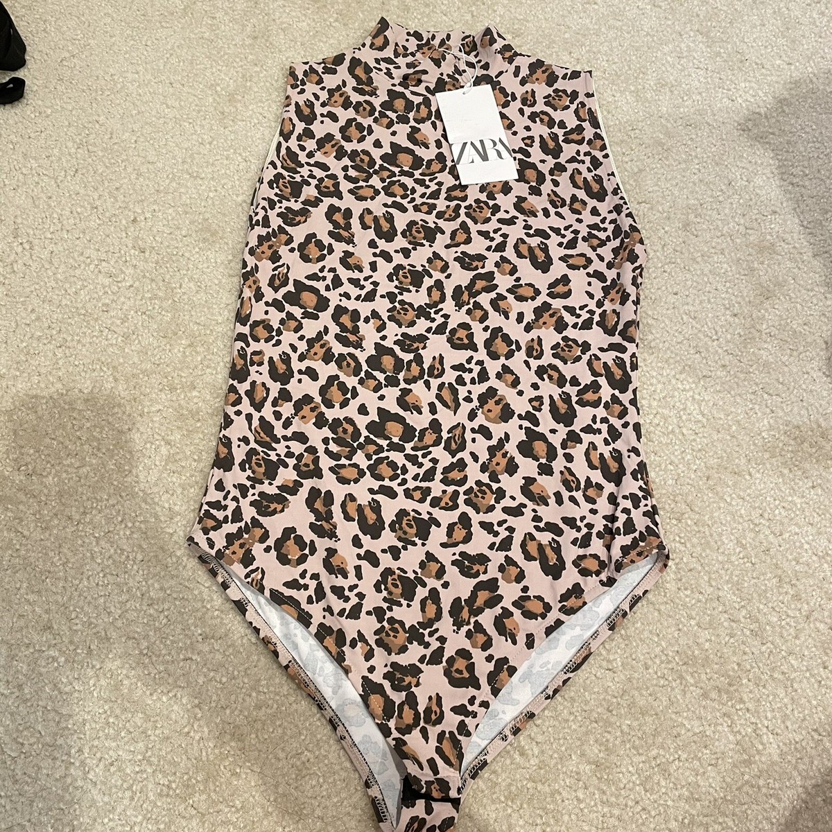 NWT ZARA Leopard Print Stretch Bodysuit size M | eBay