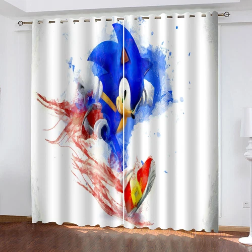 Kids Sonic The Hedgehog 3D Thick Blackout Curtains Thermal Ring Top Eyelet Gift - Afbeelding 28 van 36