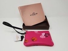 New NIB NWT Coach Wristlet Pink Floral Canvas F53130 Includes Gift Box