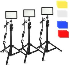3 Packs 70 LED Video Light with Adjustable Tripod Stand/Color Filters NEW