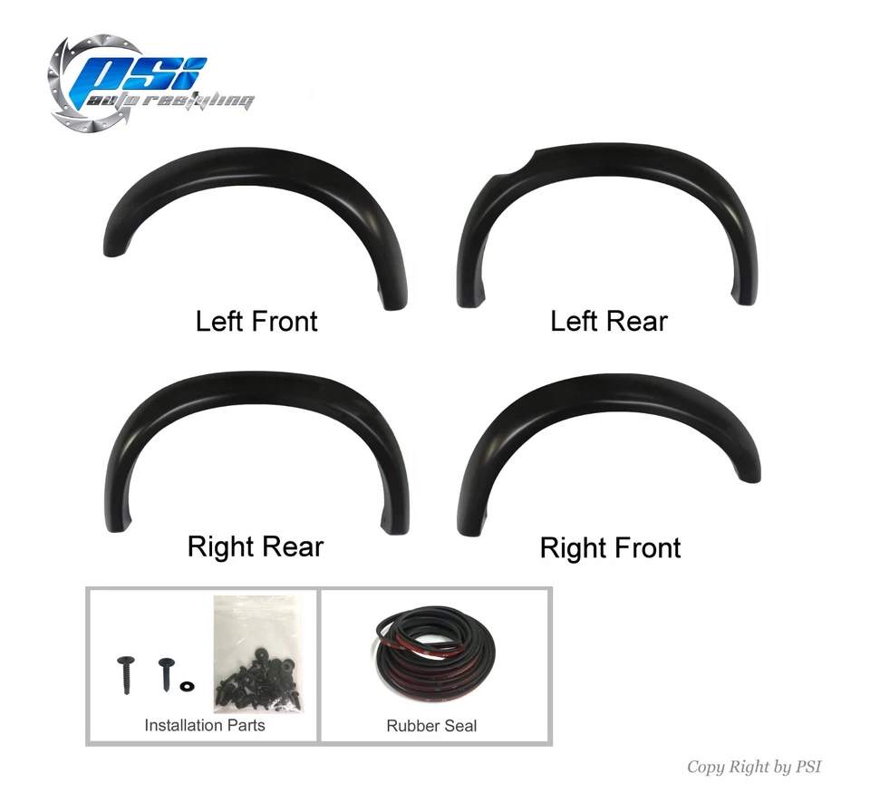 Extension Style Fender Flares Fits Toyota Tacoma 95-04 Complete Set, Paintable - Image 2 of 4