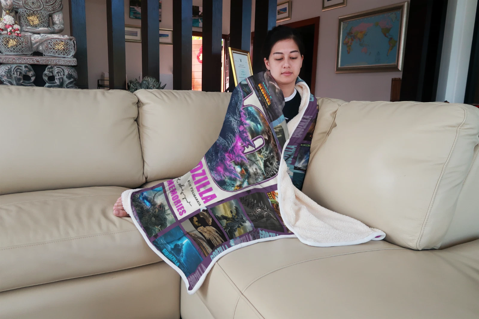 god zilla 70th Anniversary Fleece Blanket 1954–2024