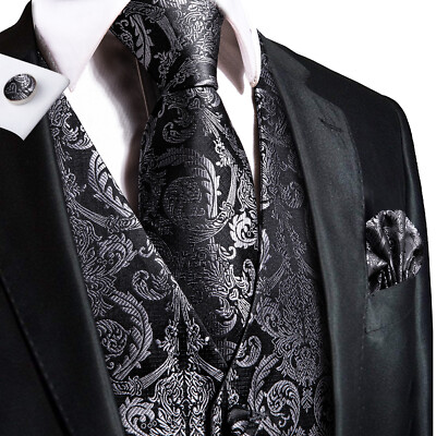 Mens Formal Wedding Waistcoat Paisley 